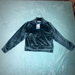 DSG Girls Velour 1/2 Zip Pullover Top Dark Green Size S 8-9 NWT